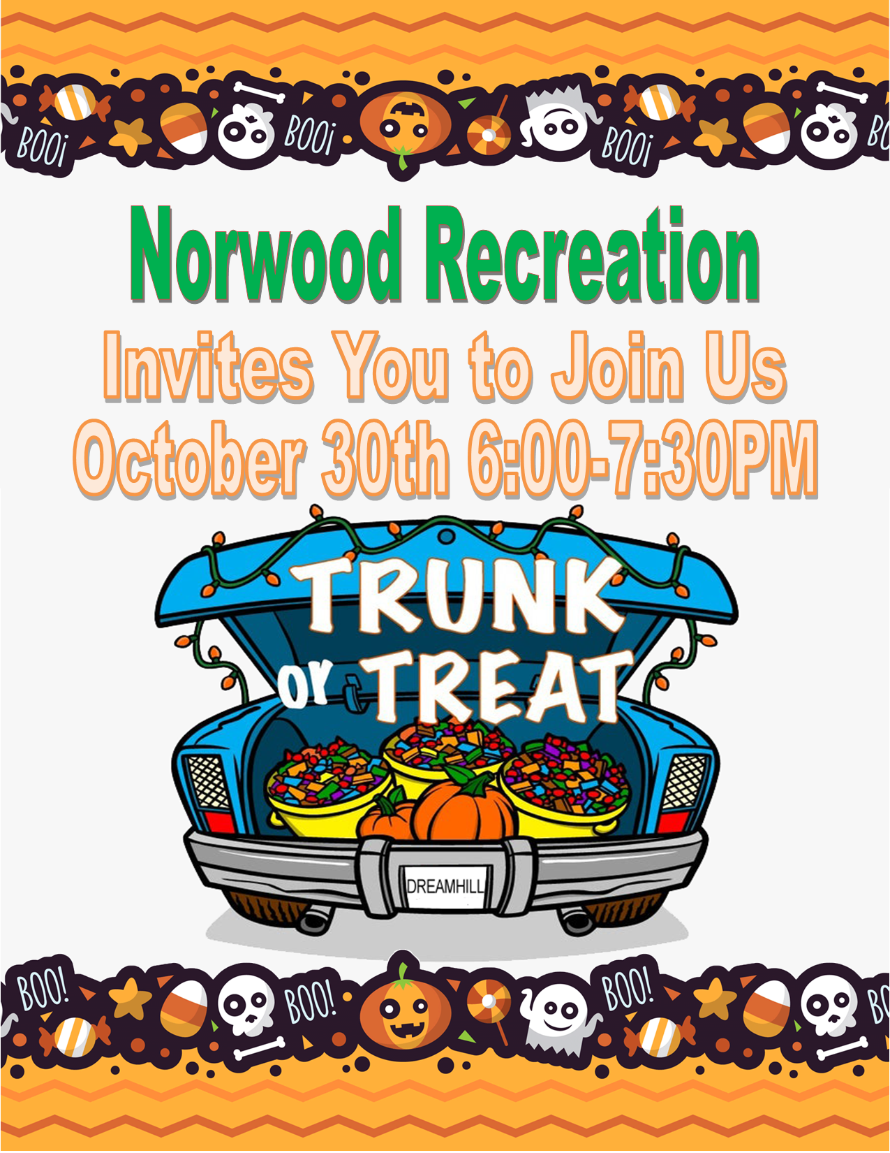 Trunk or Treat Flyer for October 30th at Norwood Recreation (PNG)